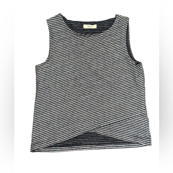 Madewell Striped Crossover Gray Black Striped Cropped Tank Size XS - Picture 1 of 8